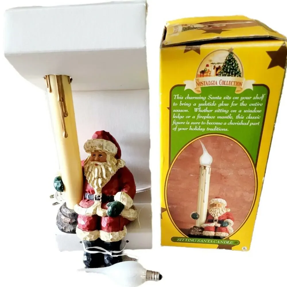 The Nostalgia Collection Sitting Santa Candle Resin Electronic Christmas Figure